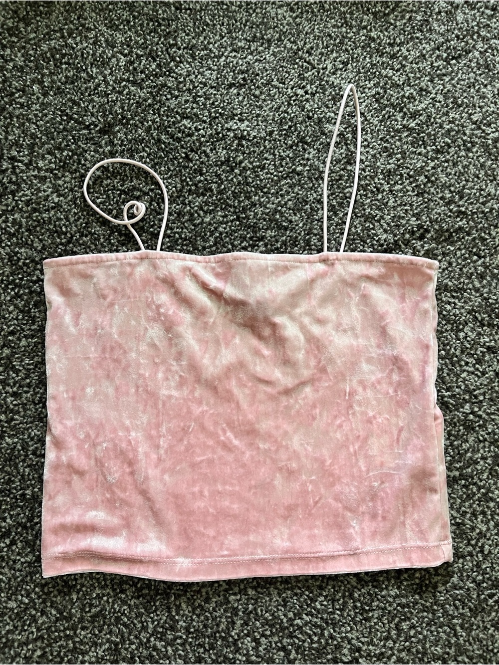 Pink Velvet Spaghetti Strap Crop Top